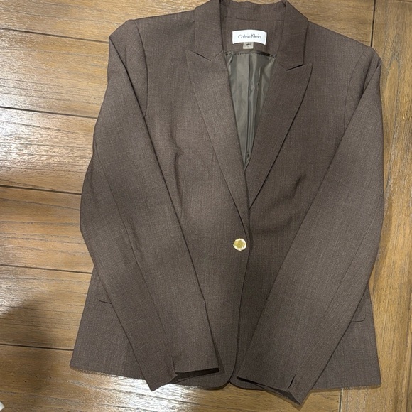 Calvin Klein Dark Brown Women's Blazer 100% Polyester lining NWOT Size 14 - Picture 4 of 10